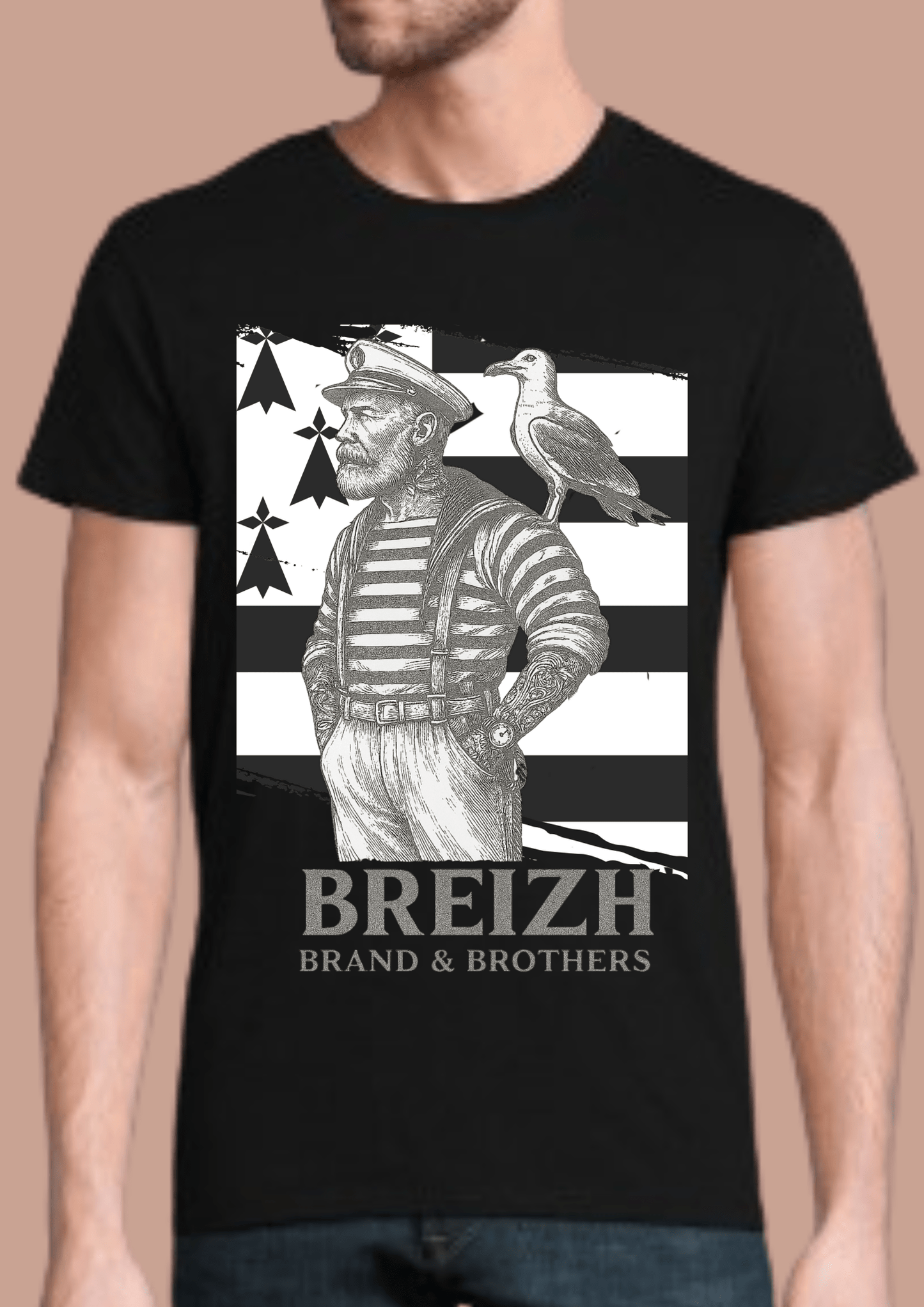 Tshirt homme capitaine et goeland Breizh Brand & Brothers - Breizh Brand & Brothers