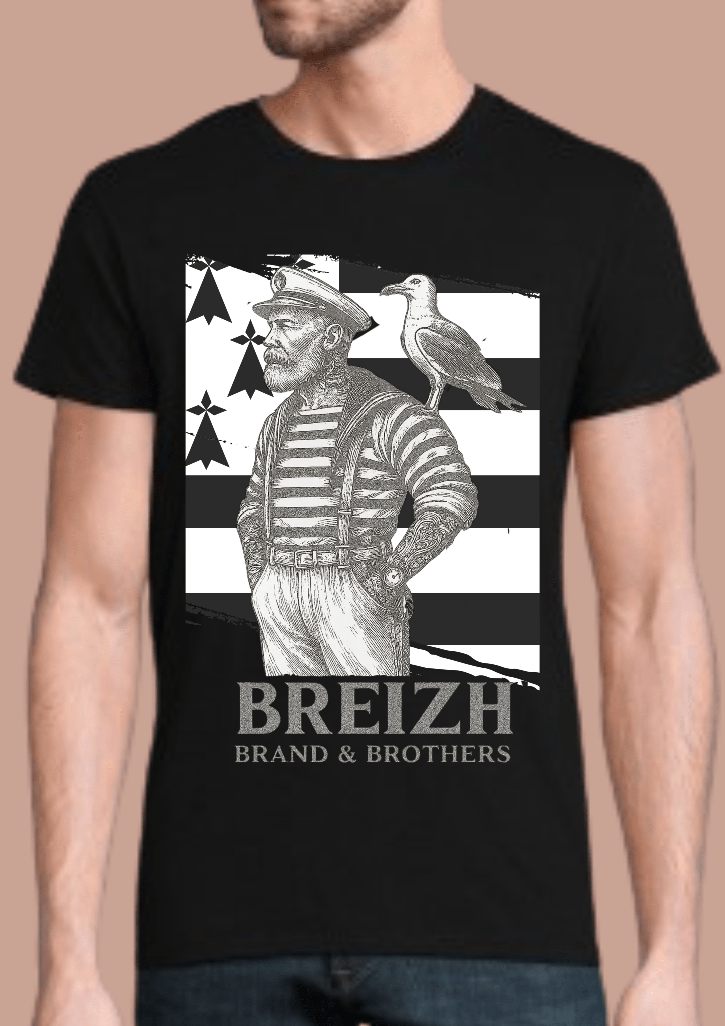 Tshirt homme capitaine et goeland Breizh Brand & Brothers - Breizh Brand & Brothers