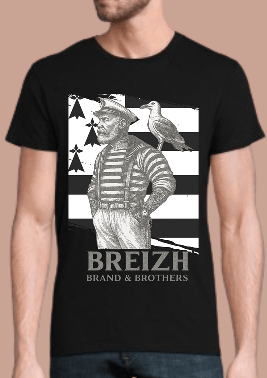 Tshirt homme capitaine et goeland Breizh Brand & Brothers - Breizh Brand & Brothers