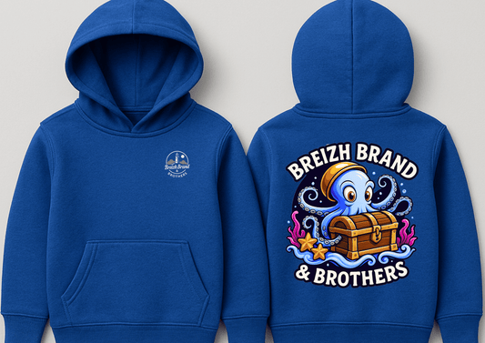 hoodie enfant pieuvre et trésor Breizh Brand & Brothers - Breizh Brand & Brothers
