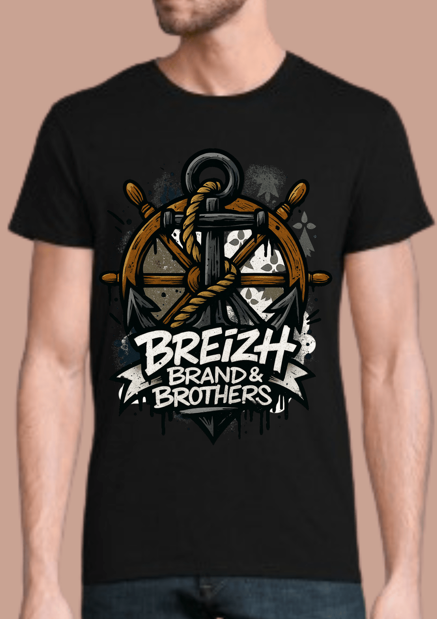 Tshirt homme ancre graffiti Breizh Brand & Brothers - Breizh Brand & Brothers