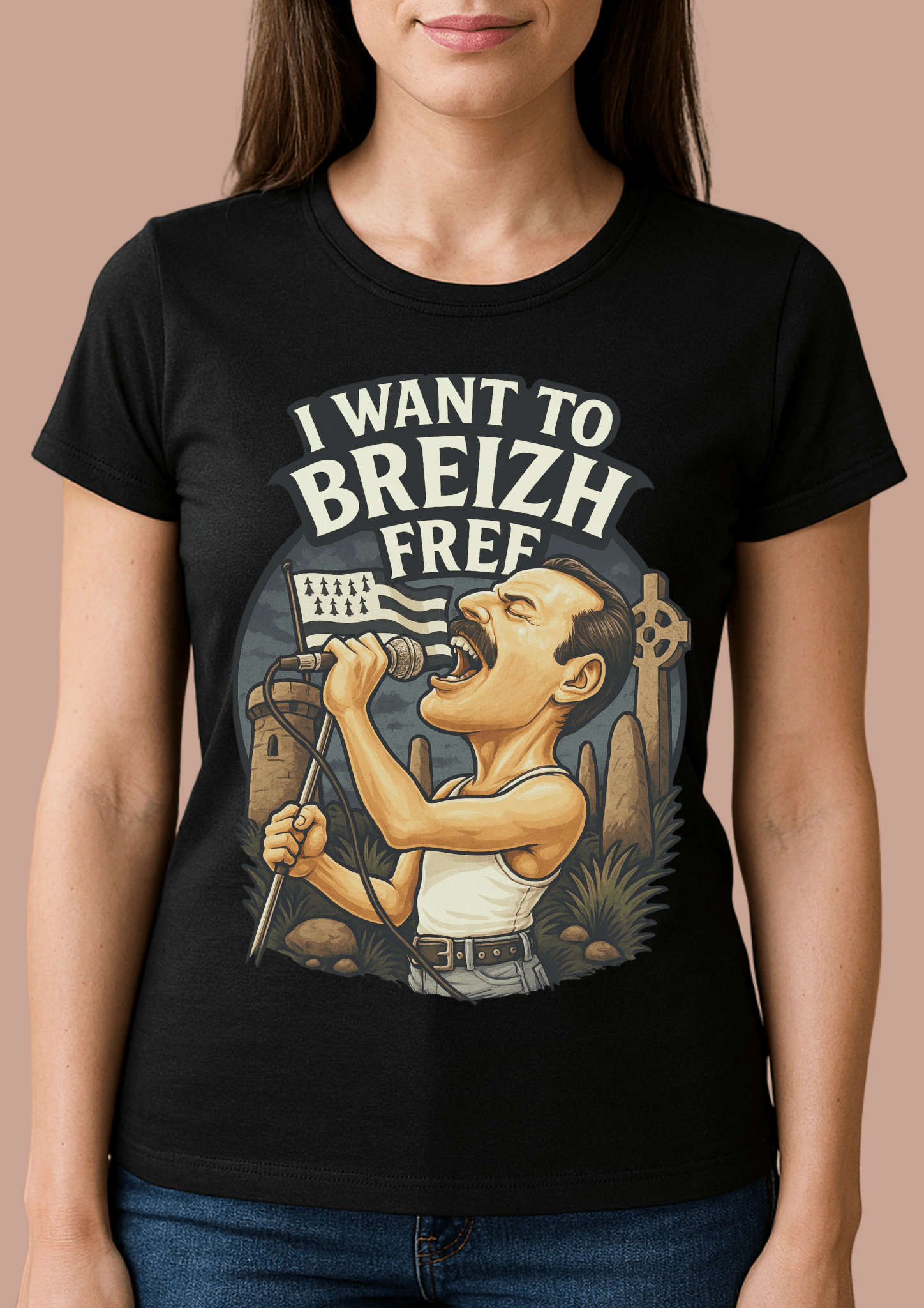 Tshirt femme Breizhwood Records i want to breizh free - Breizh Brand & Brothers