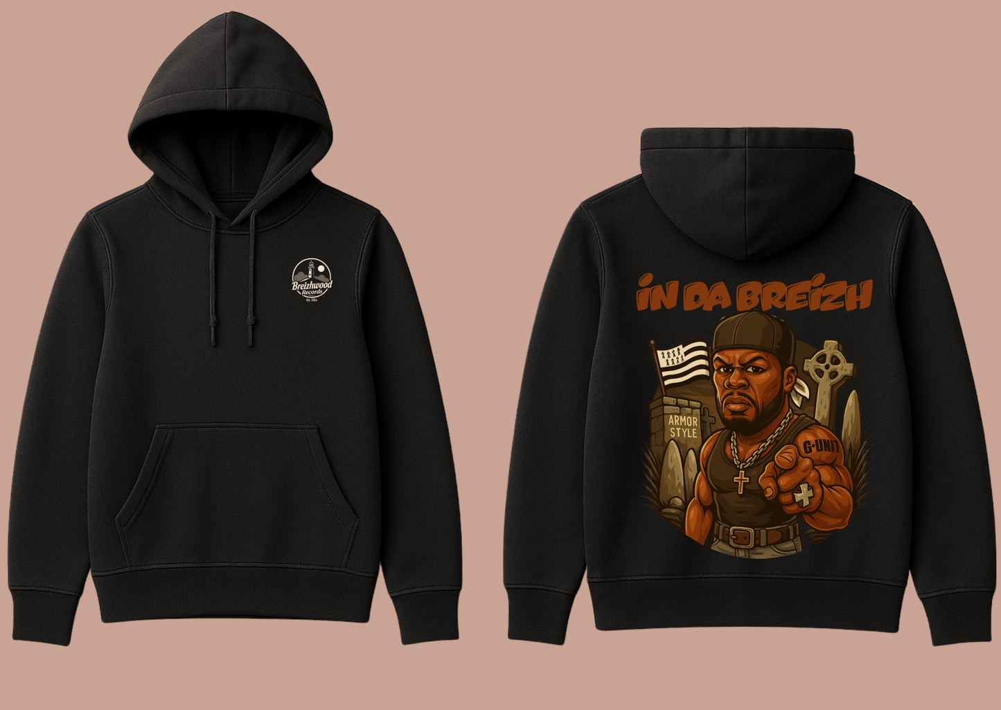 Hoodie homme Breizhwood Records In da Breizh - Breizh Brand & Brothers
