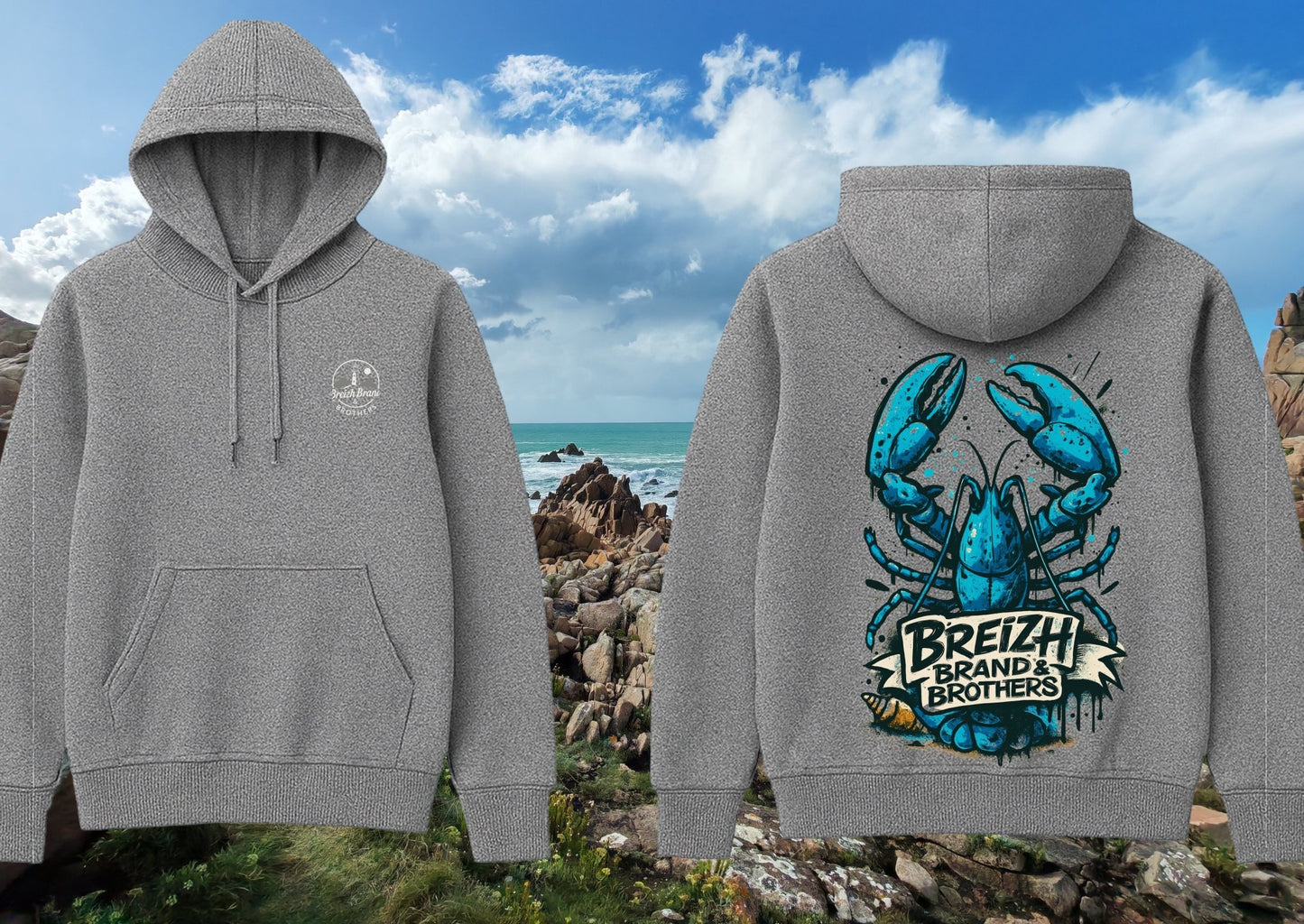 Hoodie homme Breizh Brand & Brothers homard graffiti - Breizh Brand & Brothers