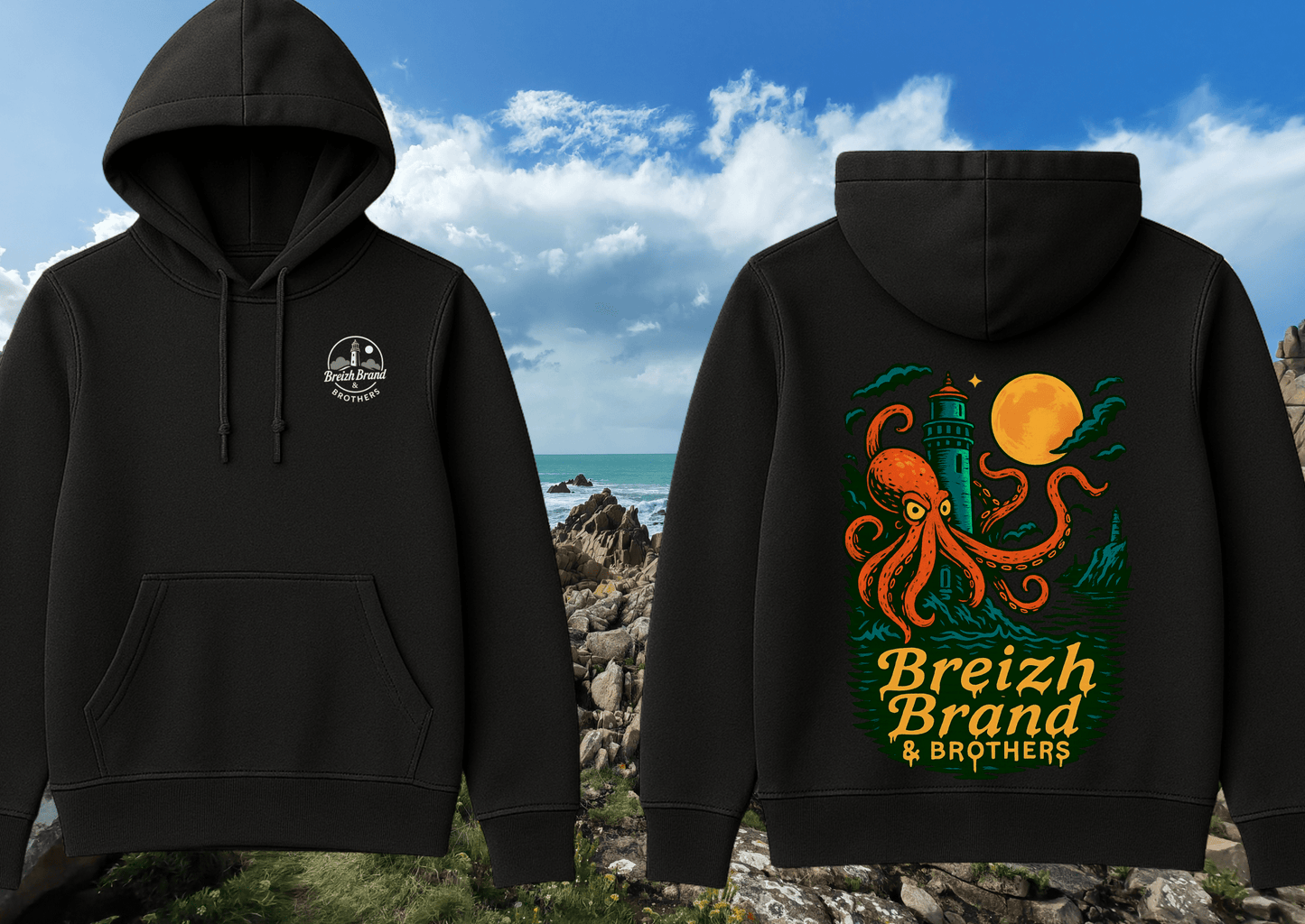 Hoodie Homme Breizh Brand & Brothers Kraken old school - Breizh Brand & Brothers