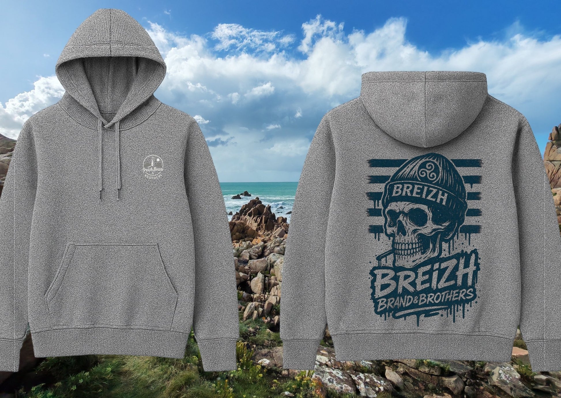 hoodie homme Breizh Brand & Brothers marinière 2.0 - Breizh Brand & Brothers