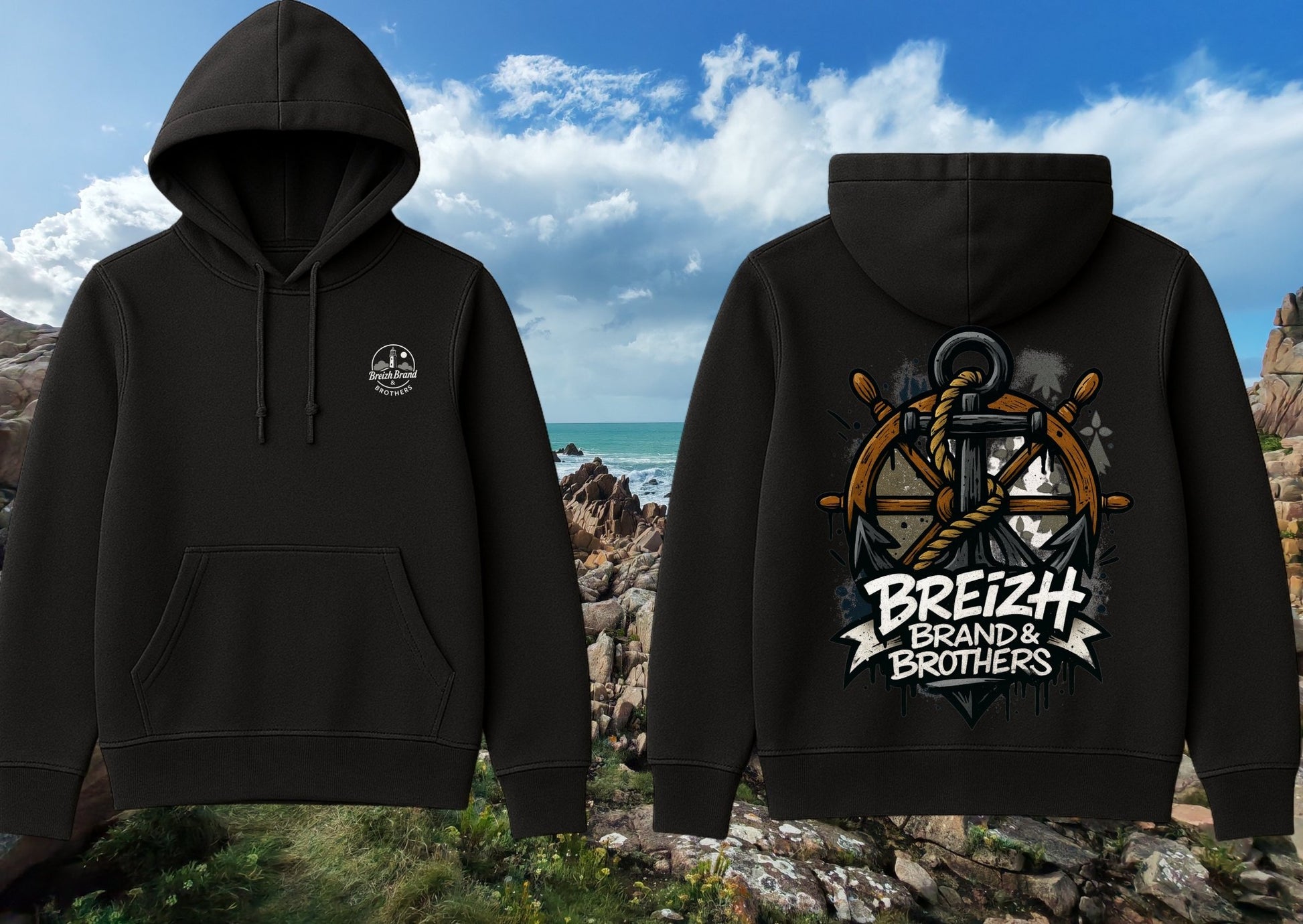 Hoodie homme Breizh Brand & Brothers ancre graffiti - Breizh Brand & Brothers