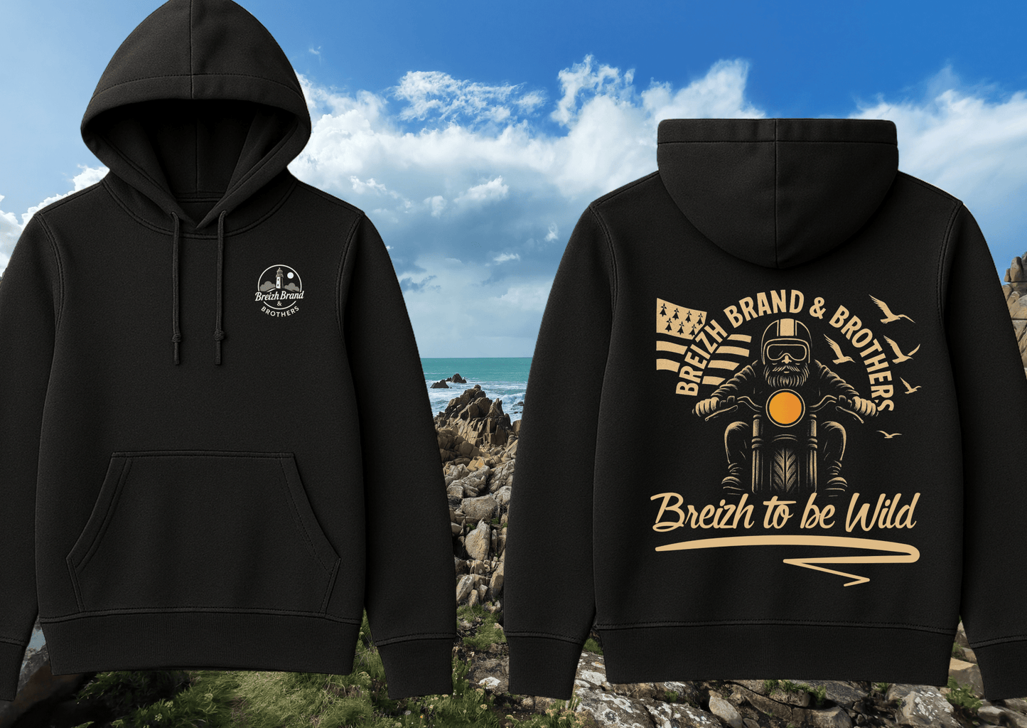 Hoodie homme Breizh Brand & Brothers born to be wild - Breizh Brand & Brothers