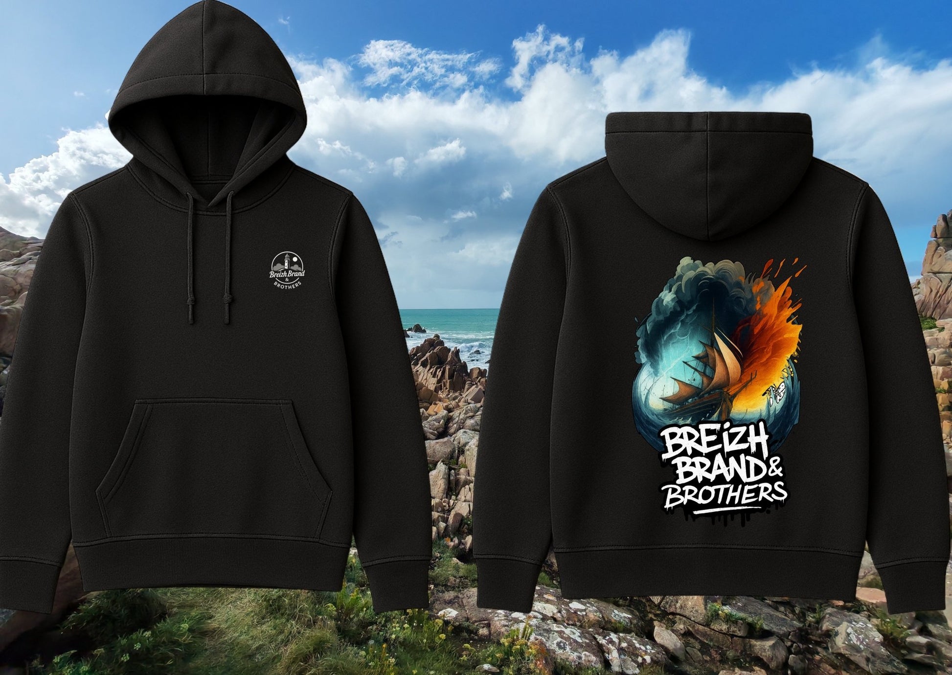 hoodie homme Breizh Brand & Brothers navire stylé - Breizh Brand & Brothers
