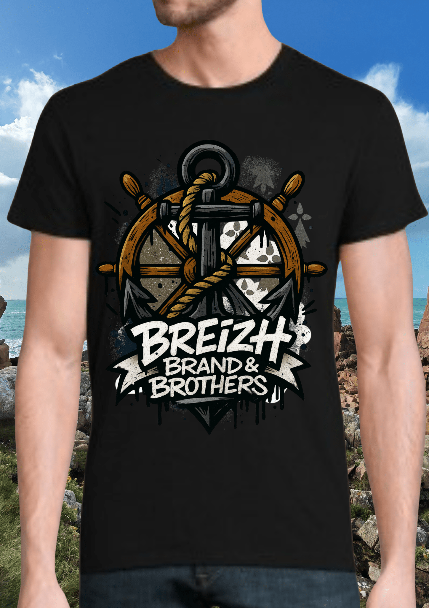 Tshirt homme ancre graffiti Breizh Brand & Brothers - Breizh Brand & Brothers