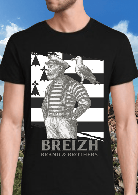 Tshirt homme capitaine et goeland Breizh Brand & Brothers - Breizh Brand & Brothers