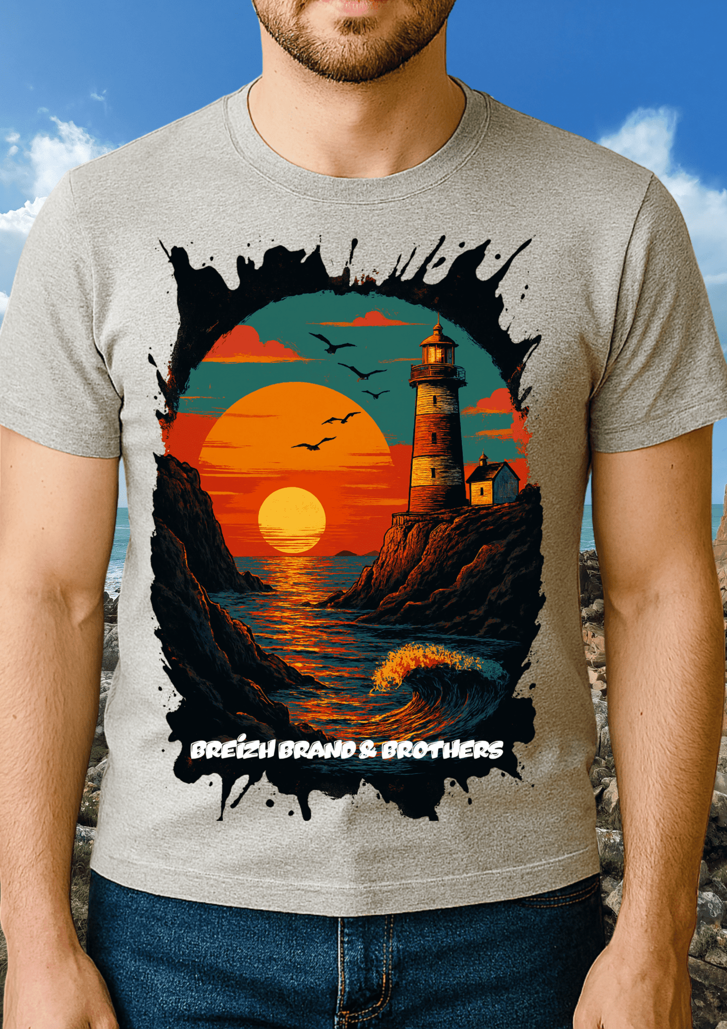 Tshirt homme coucher de soleil Breizh Brand & Brothers - Breizh Brand & Brothers