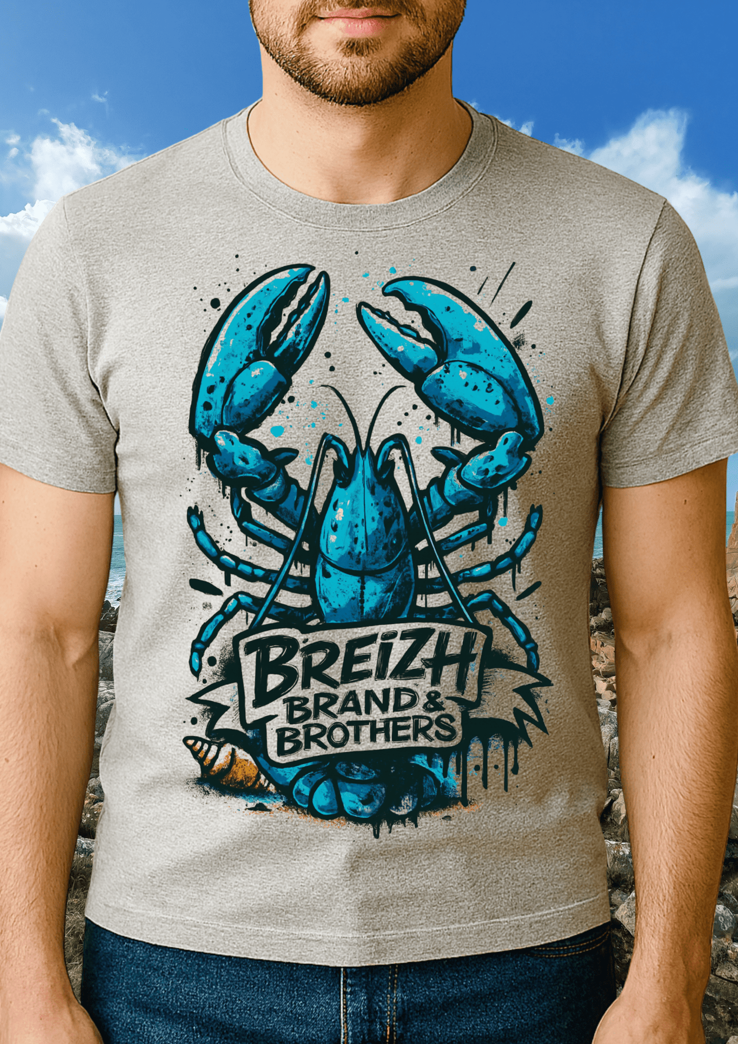 Tshirt homme Homard graffiti Breizh Brand & Brothers - Breizh Brand & Brothers