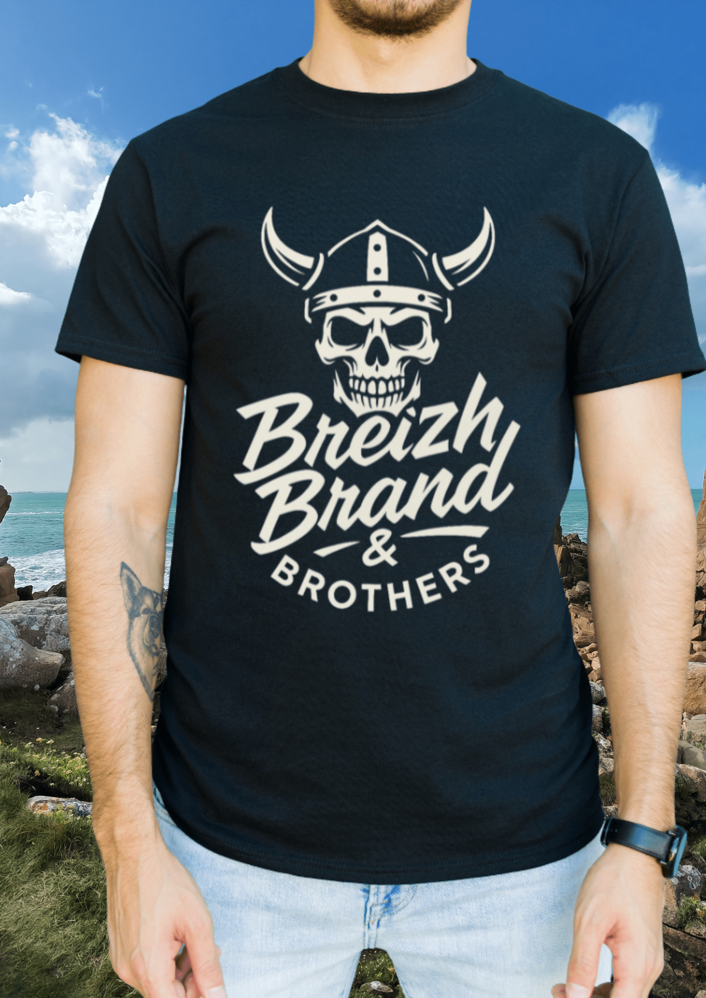 T-shirt manche courte Breizh Brand & Brothers skull viking - Breizh Brand & Brothers